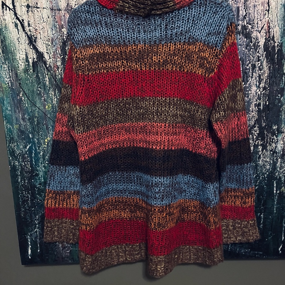 Multicolor Striped Cowl Neck Sweater - Picture 3 of 5